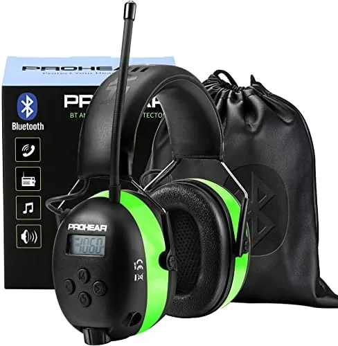 prohear 033 upgraded 54 bluetooth hearing protection am fm radio headphones noise reduction safety earmuffs with rechargeable 1500mah battery 31db snr ear protector for mowing lawngifts for father