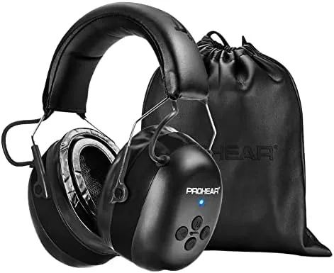 prohear 037 gel ear pads bluetooth 60 hearing protection headphones1100mah rechargeable battery for 120h playtime perfect for mowing workshops snowblowing black