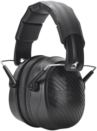 prohear 038 ear protection safety earmuffs for mowing 28db noise reduction passive hearing protector compact foldable headset for shooting construction power tools black