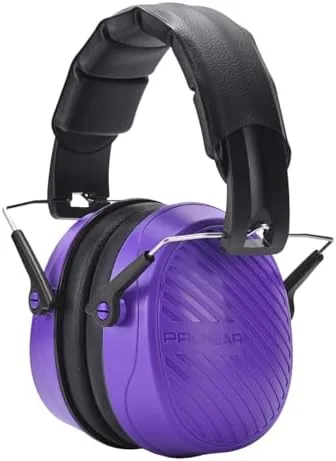 prohear 038 ear protection safety earmuffs for mowing 28db noise reduction passive hearing protector compact foldable headset for shooting construction power tools purple